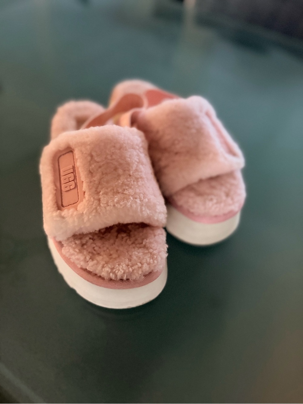 UGG Disco Fur Pink Platform Slide Sandals - Women size 9 - Picture 4 of 11